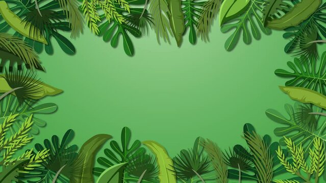 Animation of a border made of green tropical leaves