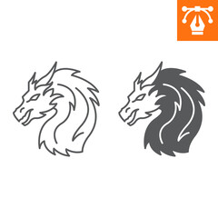 Dragon 2024 year line and solid icon, outline style icon for web site or mobile app, merry christmas and new year, zodiac and horoscope symbol vector icon, simple vector illustration, vector graphics.