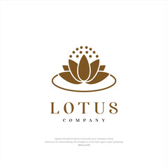 Lotus flower logo. Vector design lotus icon template on dark and pink background in flat style and lines with gold effect for eco, beauty, spa, yoga, medical company