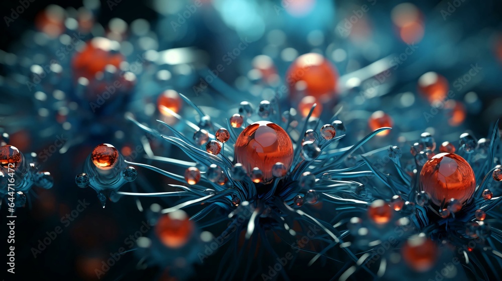 Poster close up under a microscope view of abstract viruses background