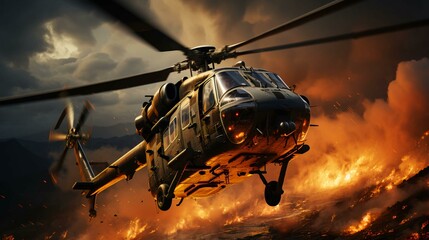 Military combat helicopter for war, aviation for combat operations