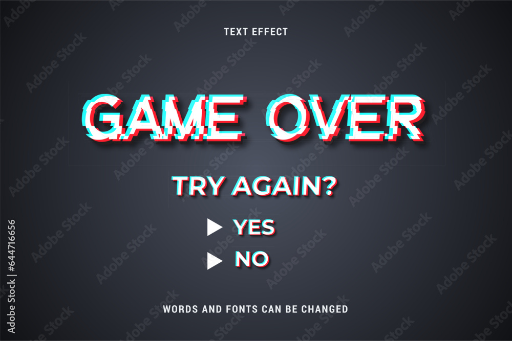 Wall mural game over glitch text effect editable eps cc - Wall murals