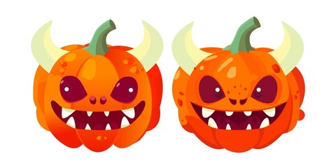 Set of evil Pumpkin dragon, halloween vector. evil,cute, pumpkin dragon. halloween pumpkins