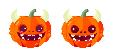 Set of evil Pumpkin dragon, halloween vector. evil,cute, pumpkin dragon. halloween pumpkins