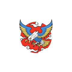 flying eagle logo with clouds