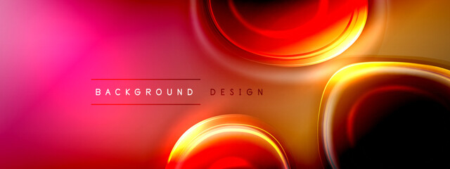 Circles lines and bubbles on bright glowing effect gradient with light and shadow effects. Dynamic interplay of light, shadow and depth. Futuristic and rhythmic technology design
