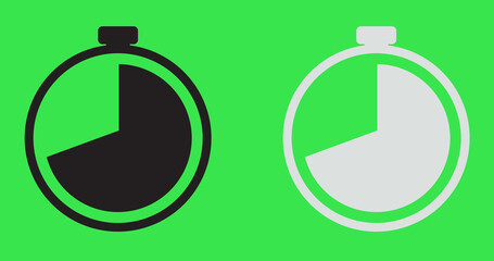 Simple 2D stopwatch start to stop round completion animation. Old school flat stopwatch icon motion graphic. Countdown watch timer.