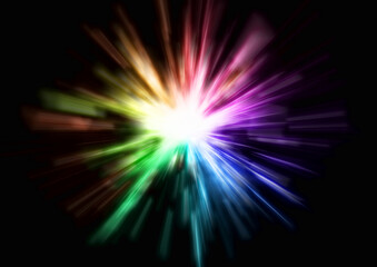 放射状に広がるカラフルな光線