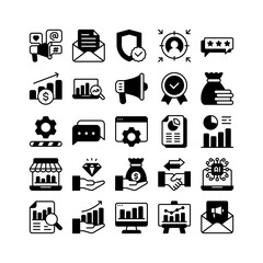 business and technology icon set in glyph style