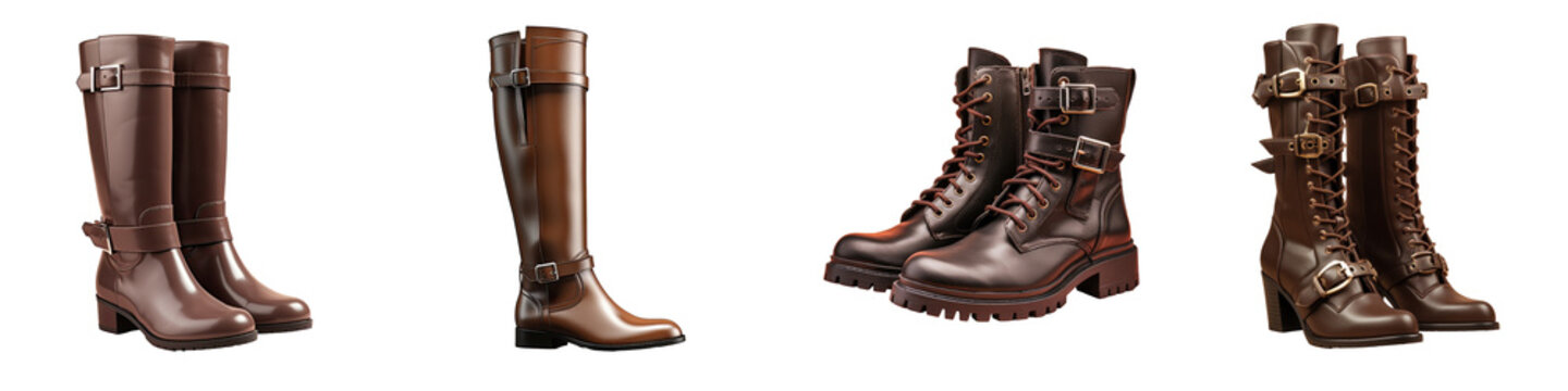 transparent background highlights isolated dark brown female high boot