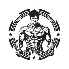 steel fighter eternity, vintage hand drawn illustration