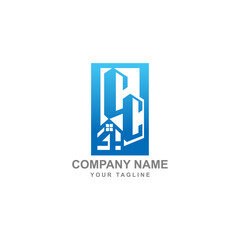 C4 Logo Design Template Vector Graphic Branding Element Building, Real estate.