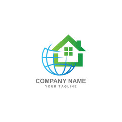 World home logo designs concept vector, globe house logo template, Design concept for real estate agencies.