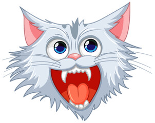 White Ferocious Cat Cartoon