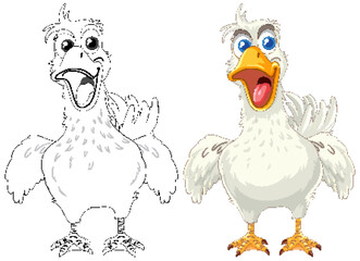 Colouring Page of a Happy Duck Face