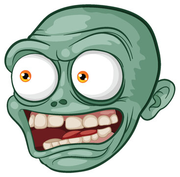 Creepy Scary Bald Zombie Monster Man Head