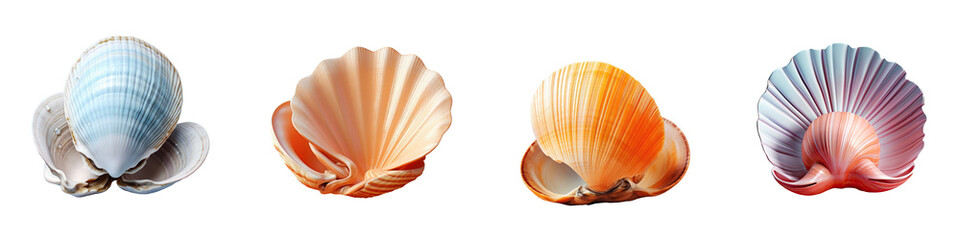 transparent background with isolated clams