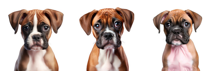Fototapeta premium A solitary boxer puppy on a transparent background