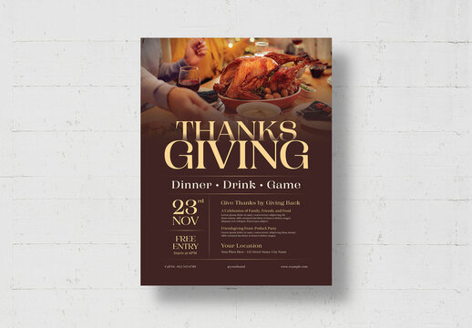 Thanksgiving Dinner Flyer Layout in Modern Rustic Style