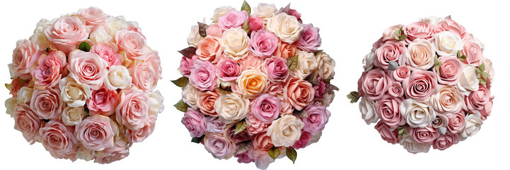 Fototapeta premium Bouquet of roses used for a wedding decoration transparent background