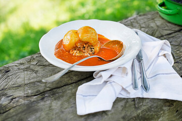 Stuffed peppers in tomato sauce
