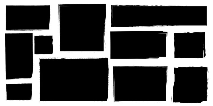 Sketch brush rectangles. Hand drawn sketch. Distressed banner. Blank grunge background. Vector illustration. EPS 10.