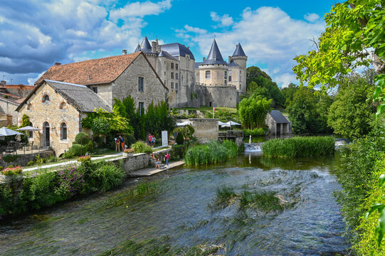Verteuil-sur-Charente is a village situated on the banks of the river Charente, in the quiet French countryside with a beautiful castel and water mills. High quality photo