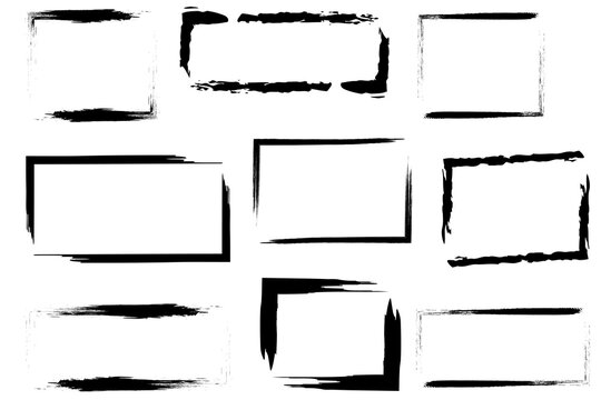 Sketch brush rectangles. Hand drawn sketch. Distressed banner. Blank grunge background. Vector illustration. EPS 10.
