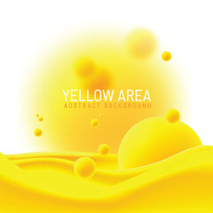 Abstract background, yellow waves and floating bubbles, vector illustration and design.