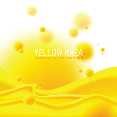 Abstract background, yellow waves and floating bubbles, vector illustration and design.