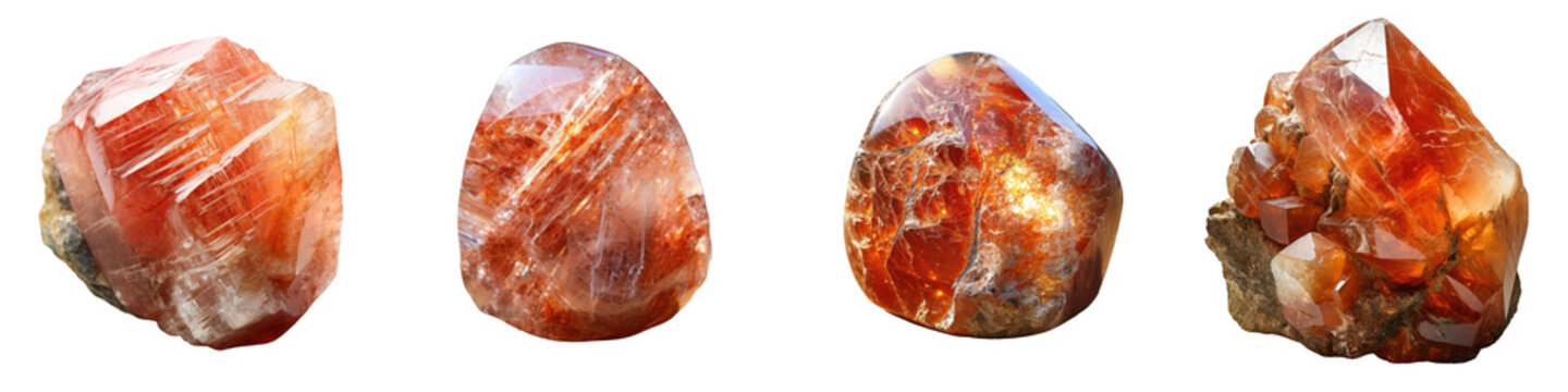 This rough sunstone is an orange glittery gemstone transparent background