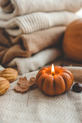 Autumn composition in the home interior, aesthetics