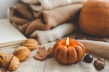 Autumn composition in the home interior, aesthetics
