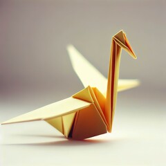 Origami crane made from posit notes - obrazy, fototapety, plakaty