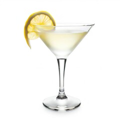 Lemon drop martini cocktail isolated on white background.