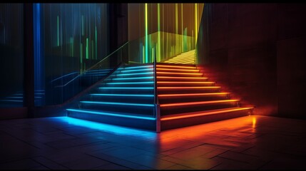Luminous glass staircase ,Generative AI