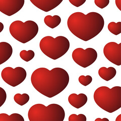 Red gradient hearts on white background. Vector seamless pattern. Best for textile, wallpapers, wrapping paper, package and St. Valentine's Day decoration.
