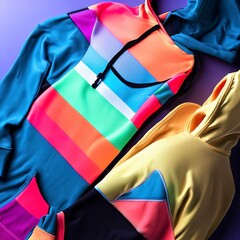 Colorful sports hoodie and T-shirt