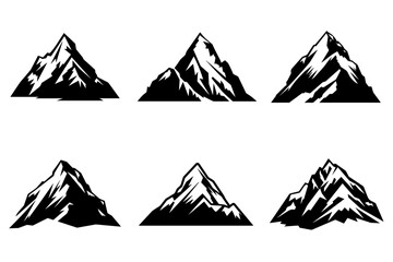 Mountains silhouette collection. Mockups for creating logos, badges, and emblems. Vector illustration