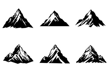 Mountains silhouette collection. Mockups for creating logos, badges, and emblems. Vector illustration