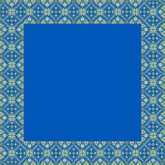 Vector illustration of Ukrainian ornament in ethnic style, identity, vyshyvanka, embroidery for print clothes, websites, banners. Background. Geometric design, border, copy space, frame