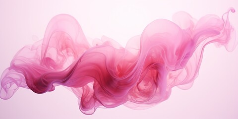 Obraz premium Generative AI, Flowing light pink, viva magenta smoke with splashes. Soft fluid banner, spring female mood, 3D effect, modern macro realistic abstract background illustration, ink in water effect