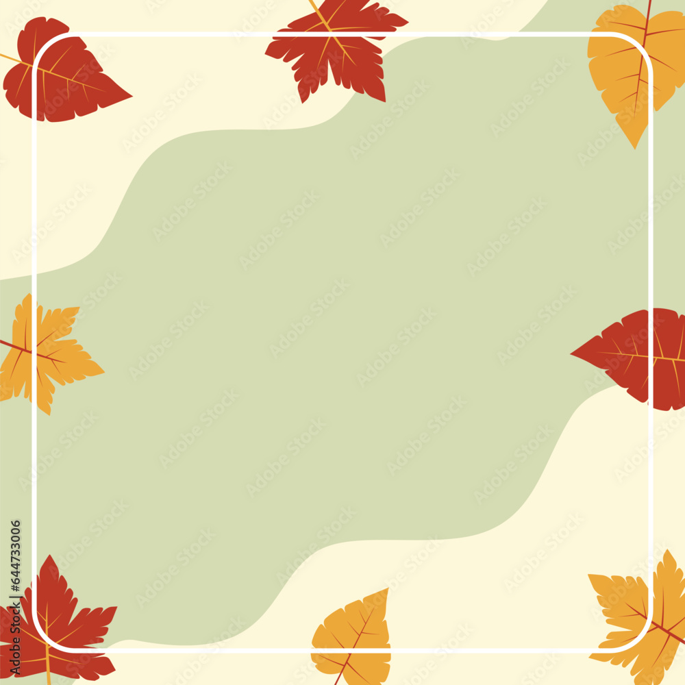 Aufkleber autumn background with copy space area, vector with waves and leaves pattern. design for banner, gre