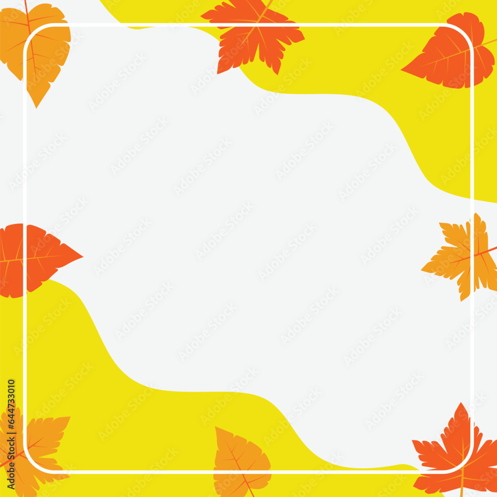 Aufkleber autumn background with copy space area, vector with waves and leaves pattern. design for banner, gre