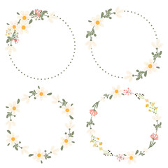 cute simple daisy wild flower bouquet wreath frame collection