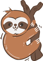 Sloth bear . Cute cartoon characters . Hand drawn style . PNG .