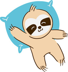 Sloth bear . Cute cartoon characters . Hand drawn style . PNG .