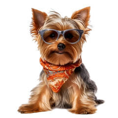 Fashion dog portrait isolated on transparent background