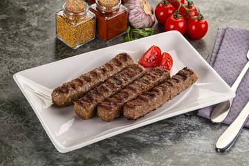 Grilled beef kebab minced meat