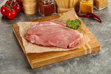 Raw pork schnitzel for cooking